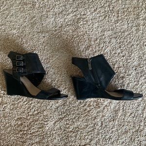 Vince Camuto black leather wedges. Size 7